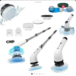 SpinForce Brush with 6 Interchangeable Heads & Extendable Handle for Versatile Cleaning