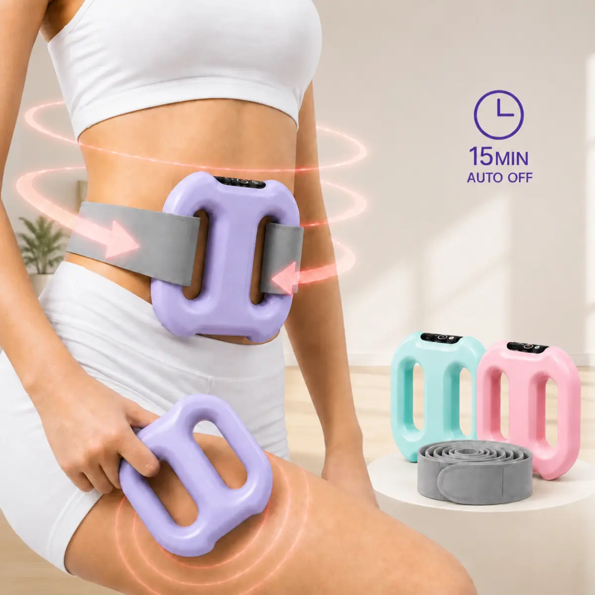 Wearable Fascia Massager, Portable Vibration Body Massager with Adjustable Strap, Cordless Rechargeable Muscle Massage Device with 5 Intensity Levels, Auto Shut Off Timer for Neck Shoulder Back Waist Leg Relaxation Home Office Fitness, Neck Shoulder Relax