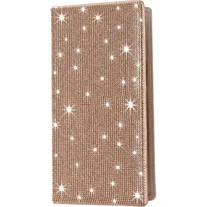 Bling  Registration and  Document Holder,Rhinestone Organizer Leather  Glove Box Organizer  Holder  Closure Driver License Card Wallet Case (Rose )