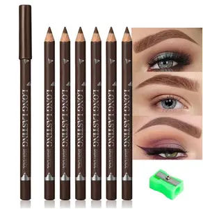 FeiCuiYun 6Pcs Eyebrow Pencils for Women, Wooden Hard-Core Brown Eyebrow and Eyeliner Pencil, Long Lasting Waterproof and Sweat-Proof, Beginner Makeup Brow Pencil, Create a Natural Eye Brow Makeup