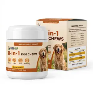 Sunilake 8-in-1 Dog Chews, Daily Wellness Support for Dogs, Chicken Flavor, 60 Soft Chews