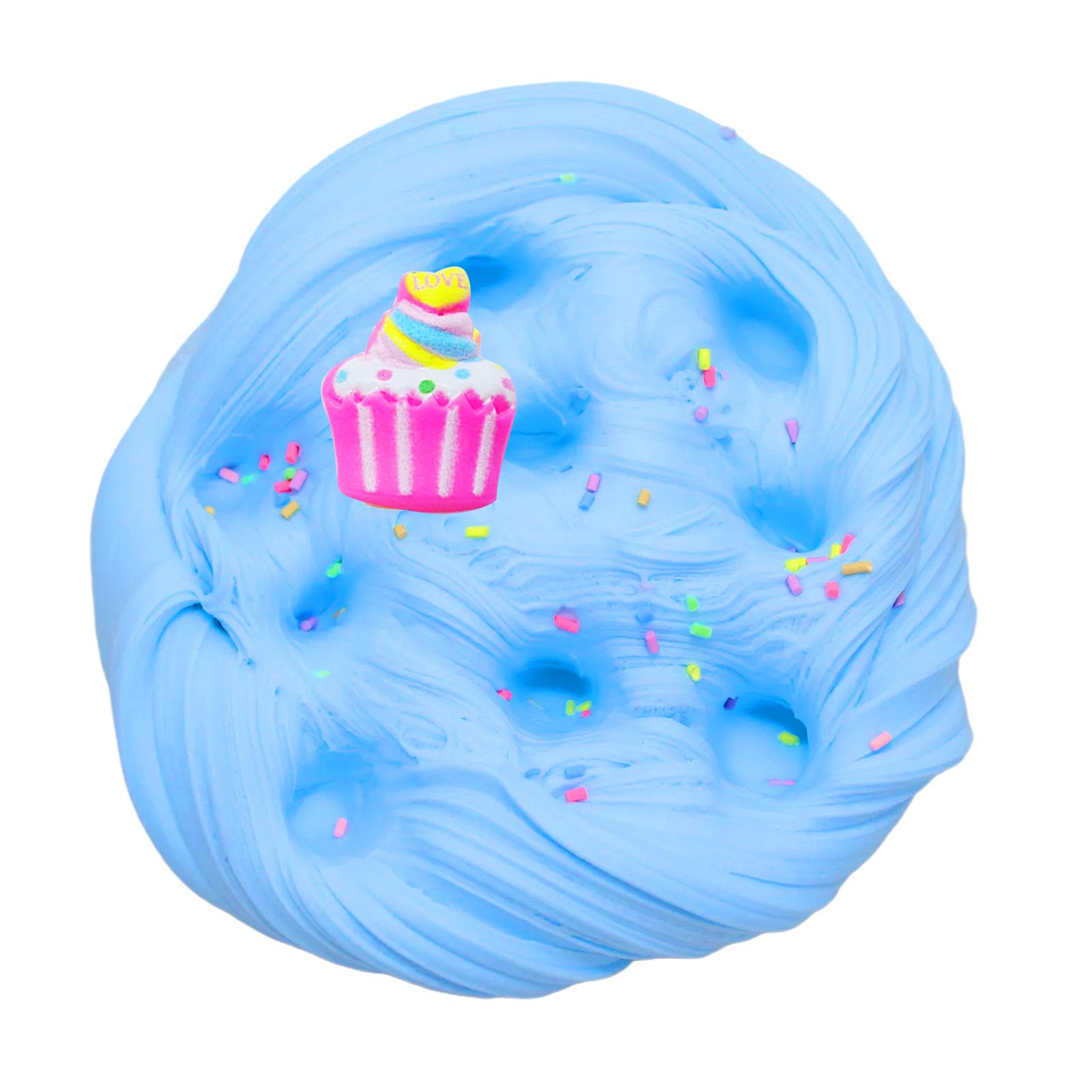 9 pices Bakudeku Slime - Sweet Cake Scented Slime for Your Happy Time - Pink Cupcake Design with Sprinkles and Blue Ribbon
