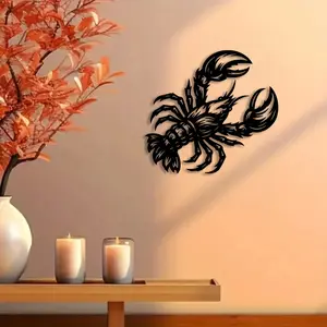 1pc Coastal Lobster Metal Wall Art, Coastal Lobster Statue Mural, Perfect for Seafood Restaurant, Kitchen, Beach House Decor, Fisherman's Day Decor, Ideal Gift for Seafood Chefs