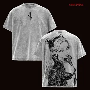 Rebecca – Cyberpunk: Edgerunners Anime Double Printed Vintage Washed Tee Unisex Oversize Heavyweight Cotton T-shirt for Anime Fans and Lovers