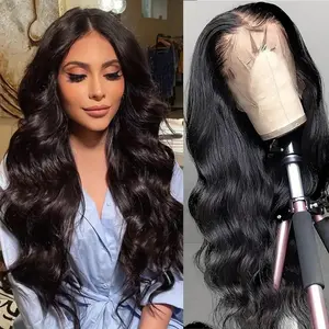 13x4 Lace Front Wig Body Wave  Middle Part Long Curly Wig  Pre-plucked Glueless Synthetic Wig for Women