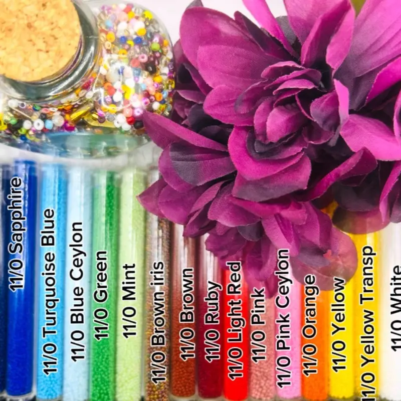 11/0 Czech Preciosa Seed Beads 30g Tubes - Variety of Colors Including Navy, Sapphire, Blue Turquoise, Green, Brown Iris, Pink, Yellow, White & Crystal Clear and Options of Silverlined Colors