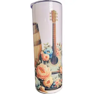 Guitar and Barrel 20oz Steel Tumbler Portable Reusable Cup