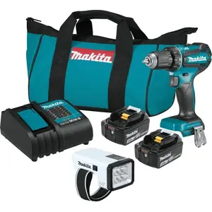 Makita XFD131X2 18V LXT Lithium-Ion Brushless Cordless 2 Pc. Combo Kit, XFD13, DML186W, bag (3.0Ah)