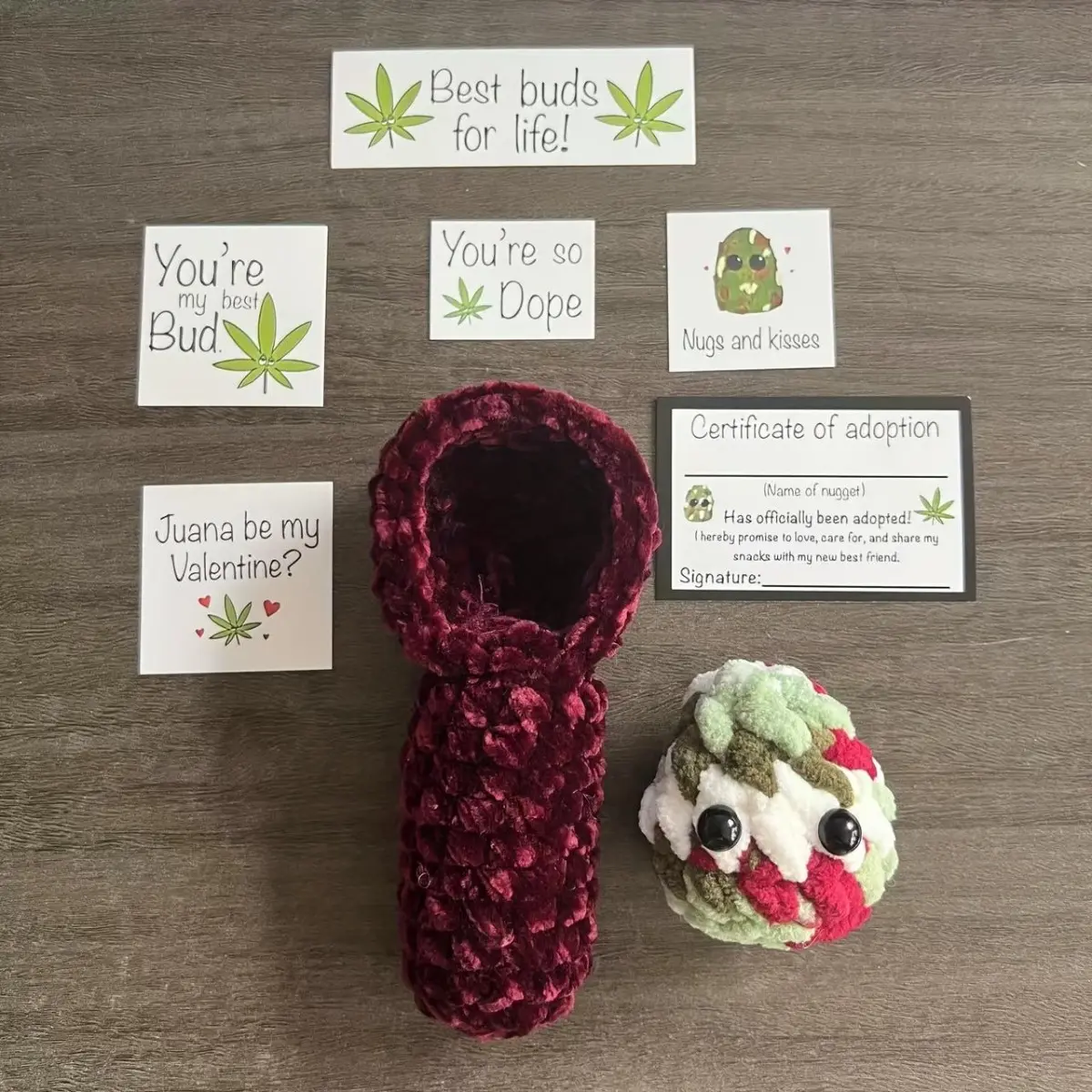 Handmade Tin Nuggets Crochet Plush Ornament - Whimsical Soft Stuffed Animal, Waxy Texture, Weed Block Home Decor Statue Figurine, Unique Gifts for 14 and Above Adults, Homemade Craft Piece, Soft Plush