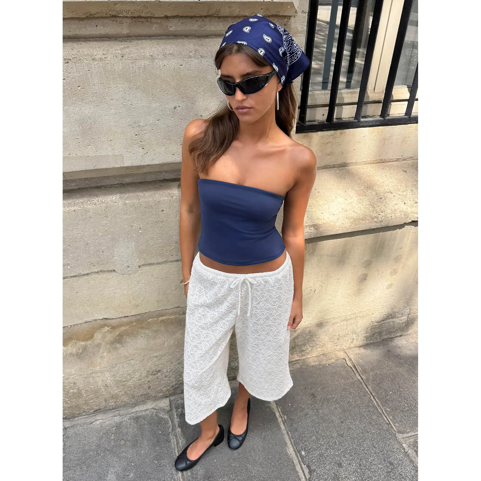 Kiss Me Quick 3/4 Lace Drawstring Pants White