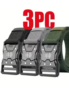 Men's Tactical Clip Buckle Nylon Belt, Automatic Casual Canvas Military Training Workwear Outdoor Sports Versatile Waistband