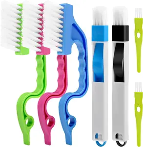 7Pcs Crevice Cleaning Brush, Multifunctional Window Track Cleaning Tools and Window Groove Cleaning Brush, Home Kitchen Bathroom Window Faucets, Easy to Use Cleaner Supplies Tool