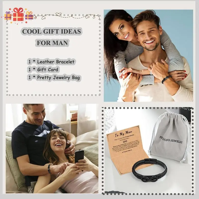 Mens Leather Bracelet Gifts for Son Grandson Man Him Husband Boyfriend Birthday Christmas Anniversary Valentines Day Gift Ideas Mens Leather Bracelet Gifts for Son Grandson Man Him Husband Boyfriend Birthday Christmas Anniversary Valentines Day Gift Ideas