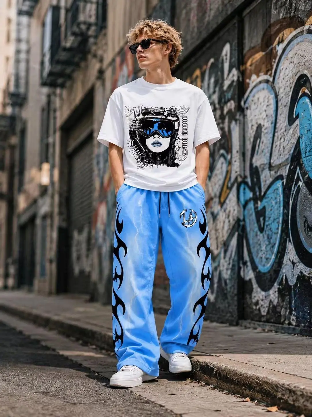 Men's 2-Piece Hip-Hop Clothing Set, Casual Loose Fit Short-Sleeve T-Shirt and Gradient Star Shorts, Breathable Streetwear Outfit for Teenage Boys, Menswear, Matching, Shortsleeve, Crew Neck, Clothes, 2 Piece Mens, Short Sleeves