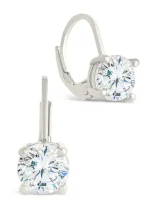 Sterling Silver Round Cut French Clip Earrings