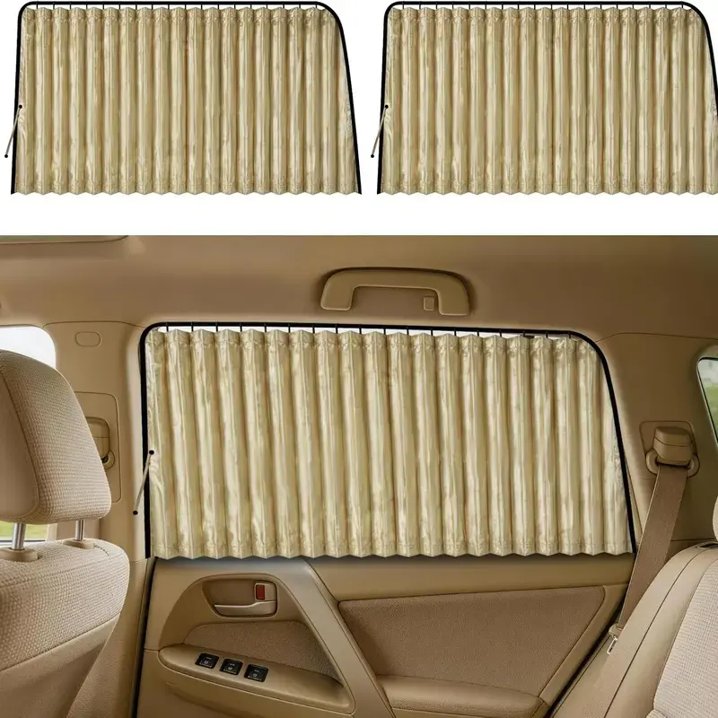 4 Pcs Beige Magnetic Car Side Window Sun Shades, Privacy & UV Protection Car Window Curtain, Cooling Car Interior Accessory for Baby Sleeping side rear window sunshade