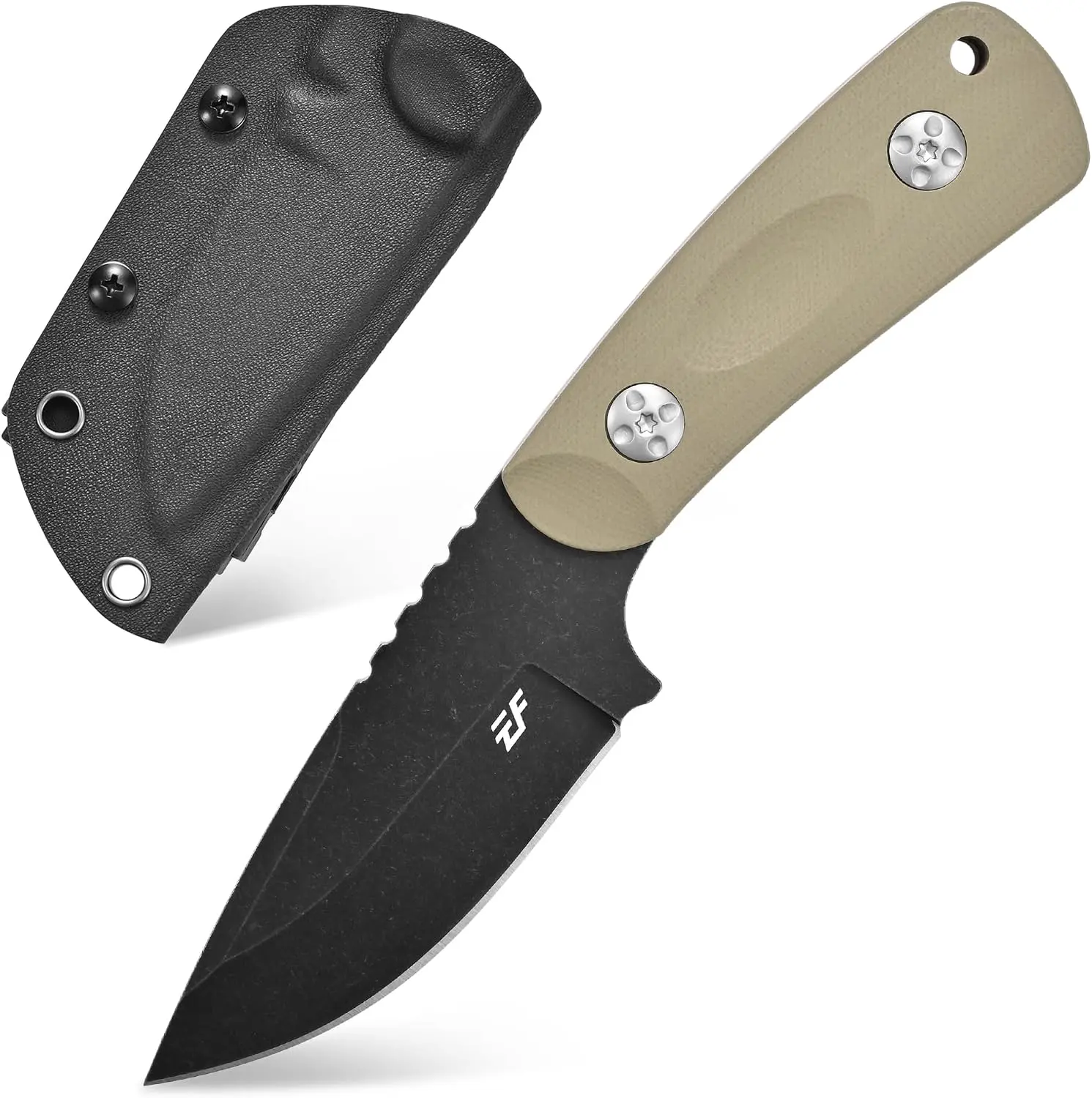 Eafengrow EF121 Fixed Blade Knife, D2 High Carbon Steel Blade, G10 Fiberglass Handle, Full Tang EDC Utility Straight Knife with Kydex Sheath for Daily Use Camping Hiking Fishing