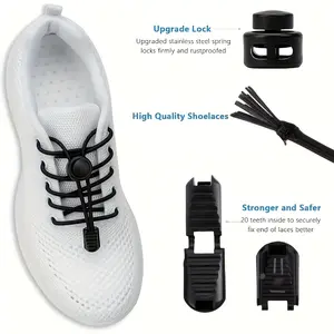 Lace-Free Elastic Shoelaces - Heavy-Duty No-Tie Laces with Strong Locks And Speed Shoe Rings