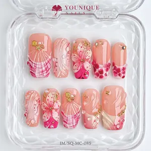 Younique Nails | 10PCS 100% Handmade Press-On Nails | Reusable Colorful Art acrylic stylish 3D
