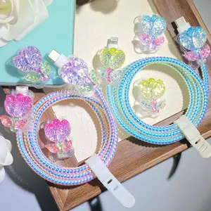 3-Piece Data Cable Protector Set, Android Charger Guard, Apple Anti-Bend Phone Head Biting Wire Clip, Type-C Connector Protection Sleeve