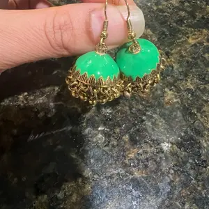 Traditional Green Jhumka Earring - Small