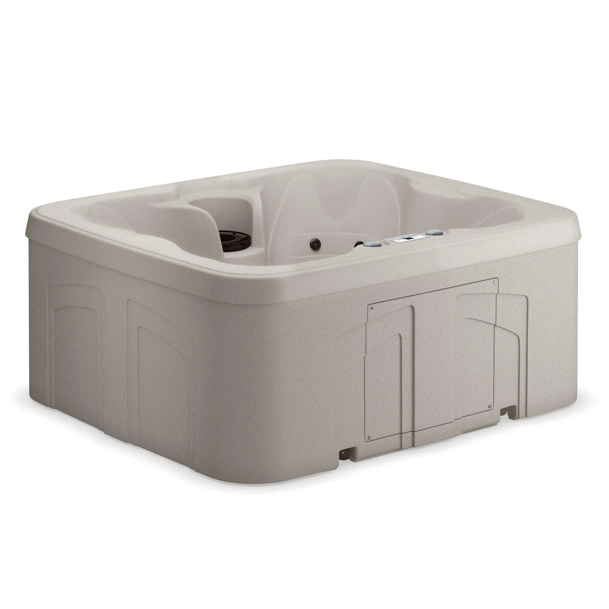 LifeSmart LS100 Sand 4 Person Plug and Play Square Hot Tub Spa with Black Cover