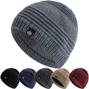 New Style Unisex Fur Lined Beanie Hat Keep Warm Winter Hat Thick Hat For Men And Women Snow Label Fashion Winter Cap