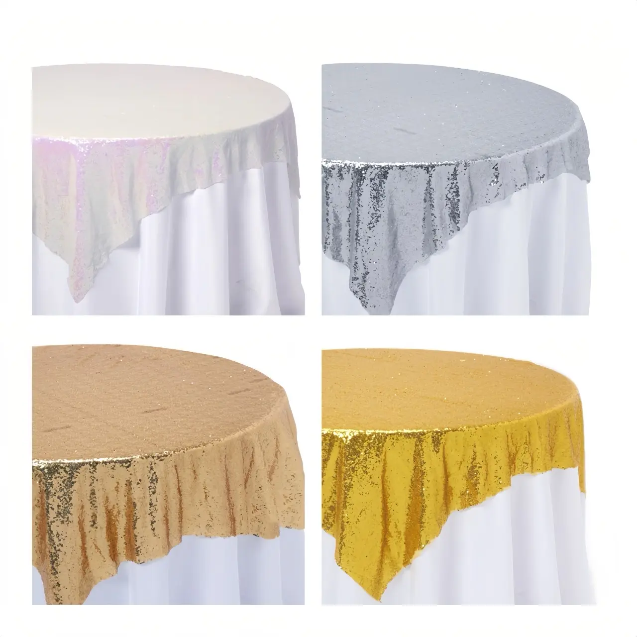 Sequin Overlay 72" x 72" - Available in Various Colors with Unique Patterns and Edges