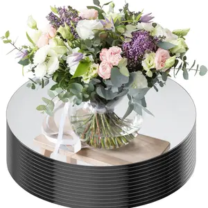 12-Piece Shatterproof Acrylic Mirror Set, Modern Elegant Decoration, Wedding Centerpiece Decor Kit with Candle Holders & Floating Display Trays, Round Mirrors