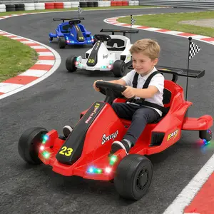 Bobike 12V Kids Electric Go Kart for Ages 4+, Drift Go Cart with Music & LED Lights, Drifting Car with Swivel Rear Wheels, Adjustable Seat Belt, Outdoor Ride on Toys for Boys and Girls