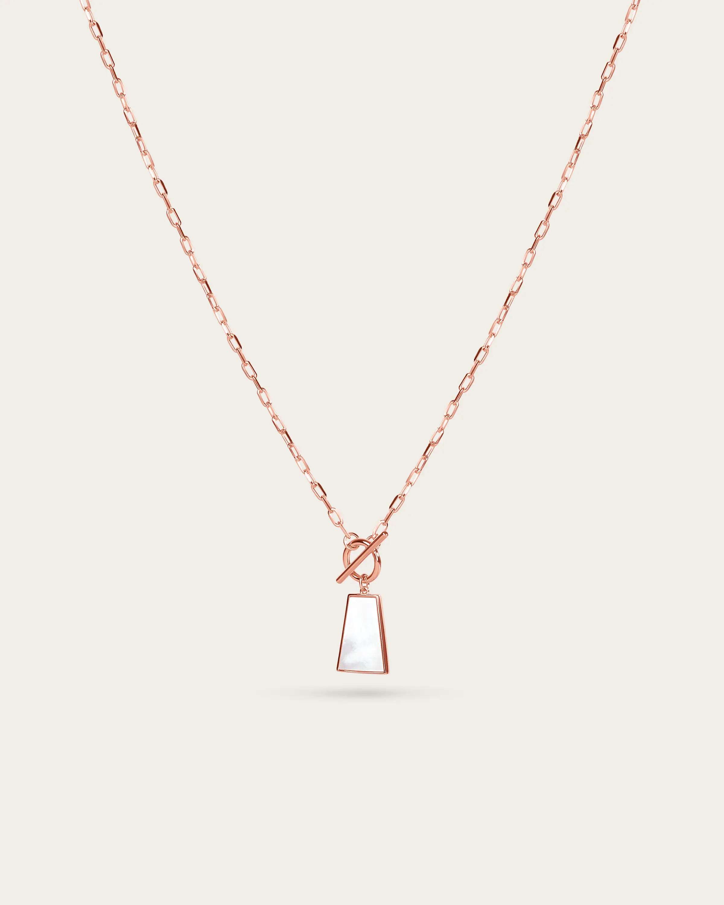 Cora Mother of Pearl T-Lock Necklace - Rose Gold Vermeil