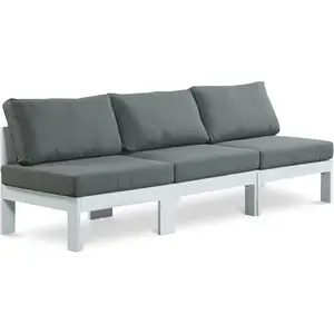 Nizuc - Outdoor Patio 3 Seat Armless Modular Sofa With White Frame