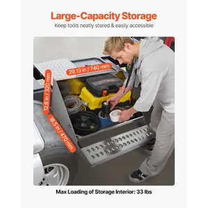 VEVOR Semi-Truck Step Tool Box, 31x 30x 19 Heavy Duty Aluminum Diamond Plate Toolbox, Waterproof Cab Entry Step Storage Box with Shock-Absorbing Latch for Flatbed, Crane, and Semi Trucks