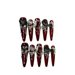 Handmade Burgundy Cat Eye Long Nails Trendy 2026 Bling Western Style Sweet Bold Spicy Edge Durable Shine XS S M L Sizes for Women Manicure Accessories Fall Winter Daily Special Occasion summer look Love You Drive Safe Car Decal Set craft clothes nail alt,