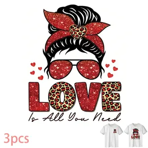Love Is All You Need - DIY Heat Transfer Vinyl Sticker for T-Shirts, Jeans, Hoodies, Backpacks, Durable PVC, Washable, Iron-On Decal
