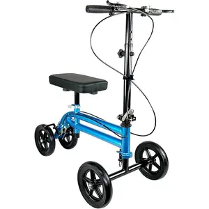 Economy Knee Scooter Steerable Knee Walker for Adults for Foot Surgery, Broken Ankle, Foot Injuries - Foldable Knee Rover Scooter for Broken Foot Injured Leg Crutch (Blue)