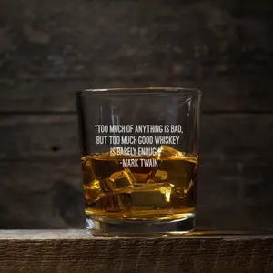 12OZ Engraved Whiskey Glass - Mark Twain