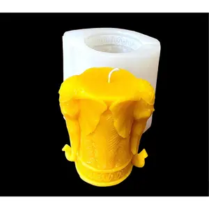 3.75” Silicone Indian elephant pillar Mold - elephant head candle soap resin mold