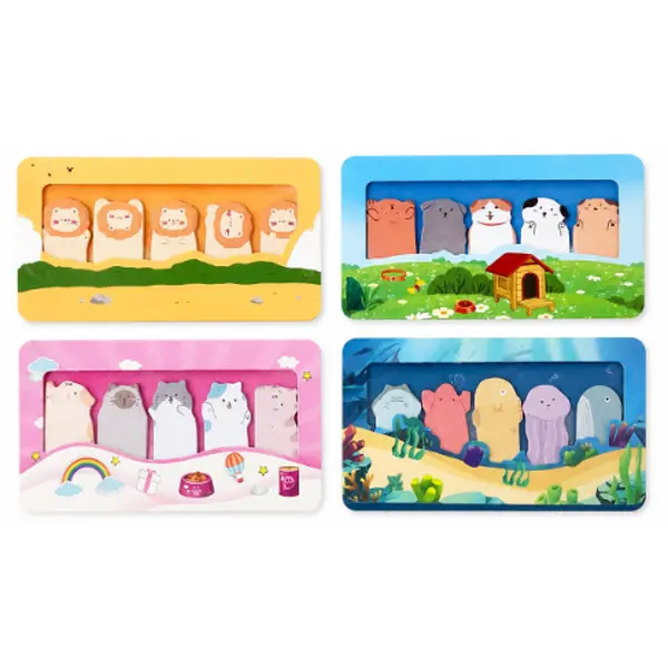 600pcs Kawaii lion&puppy&kitty&marine animals  Sticky Notes Set – Kawaii Chibi Animal Post-it Notes  Fun Memo Pads for School Supplies, Journaling & Desk Accessories |  Aesthetic Stationery Gift Set