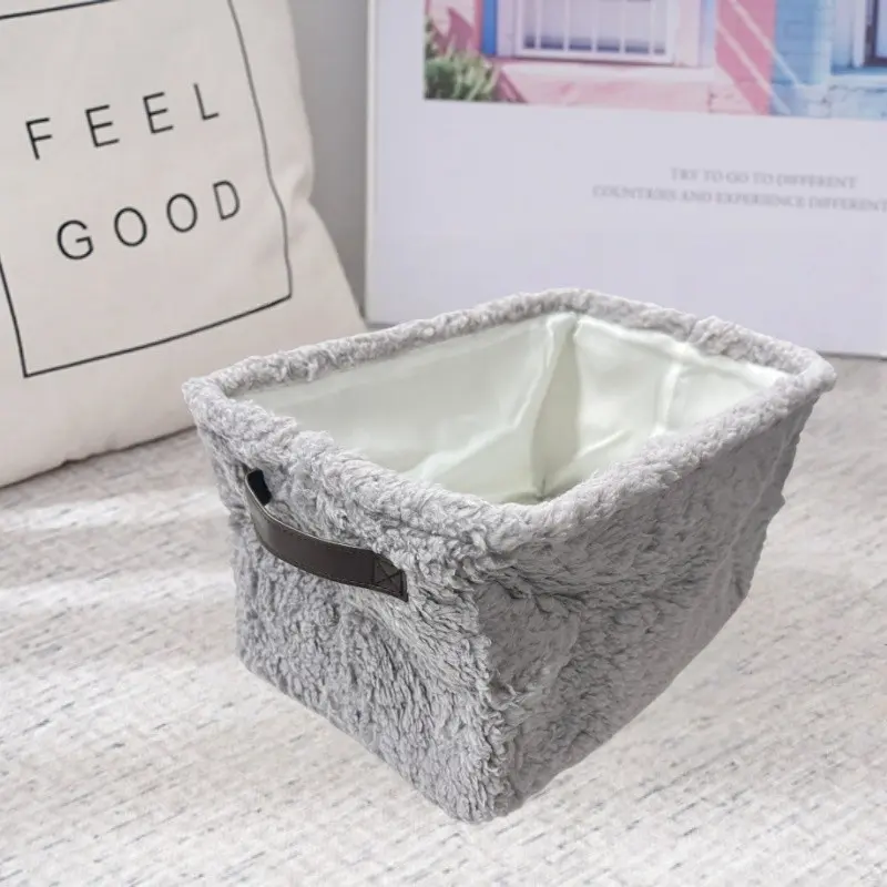 Large Capacity Lamb Wool Storage Basket, Home Living Room Bedroom Dormitory Organizer, Durable and Space-Saving Design