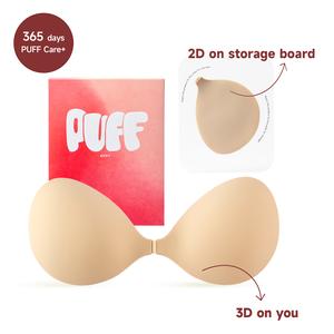 PUFF Sticky Bra – No.1 Push-up Sticky Bra, Waterproof & Sweat-proof Invisible Bra, Reusable Silicone Adhesive Bra for Women, Includes Storage Board & Replaceable Pads