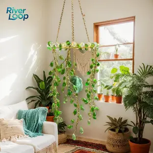 Crystal Rainbow Suncatcher for Home Decor,window hanging,Beaded plant artificial crystal sun catcaher, 1 colorful hanging ornament, home living room bedroom ornament, home décor, holiday and party supplies Decorating Light Hangable Hanger Decoration Green
