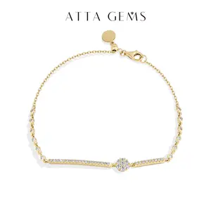 ATTAGEMS Fashion Daily 1.1-1.8 mm Round Cut D Color VVS1 Lab-Created Moissanite Bracelet Women Engagement Birthday Daily Party Hypoallergenic Jewelry Gift B067