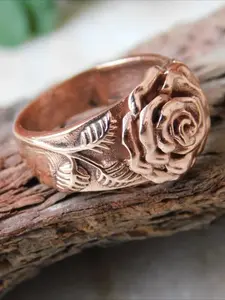 Vintage Three-dimensional Rose Relief Ring, Copper Color Niche Design, Daily Versatile Handmade Gift for Girls, Unique Gift, Anniversary Ring, Perfect for Daily Wear, Celebrations, Anniversaries, Vintage rings jewelry