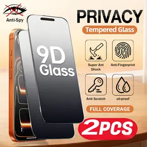2 Pcs Privacy Tempered Glass Full Screen Protector, Compatible with iPhone 17/17 Pro Max/16/15/14/13/12/11/x/XS Max/XR/7/8/se Series, Anti-Impact