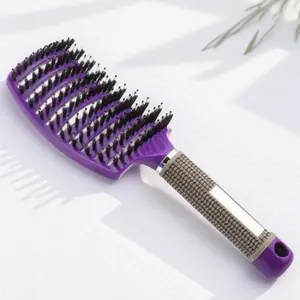 Anti Breakage Cushion Massage Comb Wet Hair Detangler Brush Ergonomic Nylon Styling Salon Grade Portable Anti Static Scalp Care Smoothing Long Hair Knots Paddle Brush Home Travel Dual Use Comb Hair Detangling Comb