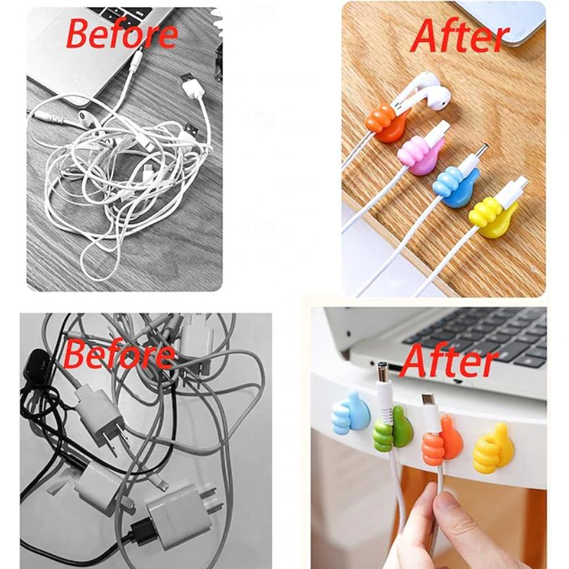 100Pcs Creative Silicone Thumb Wall Hook Multifunction Adhesive Cable Clip Self Adhesive Thumb Cable Organizer Clips Key Hanger