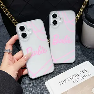 Cute Cartoon Barbie Phone Case for iPhone 16 15 14 13 12 11 Pro Max Mini XR XS X 7 8 Plus, Soft Tpu Matte Back Cover