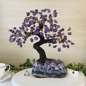 14" Tall Special Amethyst Gemstone Tree, Amethyst base, 180 Gems #5404XAM-001