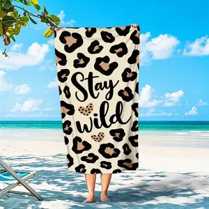 1pc Leopard Print Microfiber Beach Towel, Quick Dry Lightweight High Absorbency, Camping Gear Outdoor Decor Wedding Gift Summer Must-Have